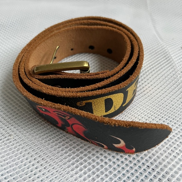 Vintage Ed Hardy Defender Handmade Genuine Leather Belt Studs EH0067M Sz Medium - Picture 8 of 9